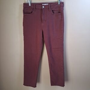 Vervet Women's Slim Straight Maroon Jeans W/Raw Hem; Size 30
